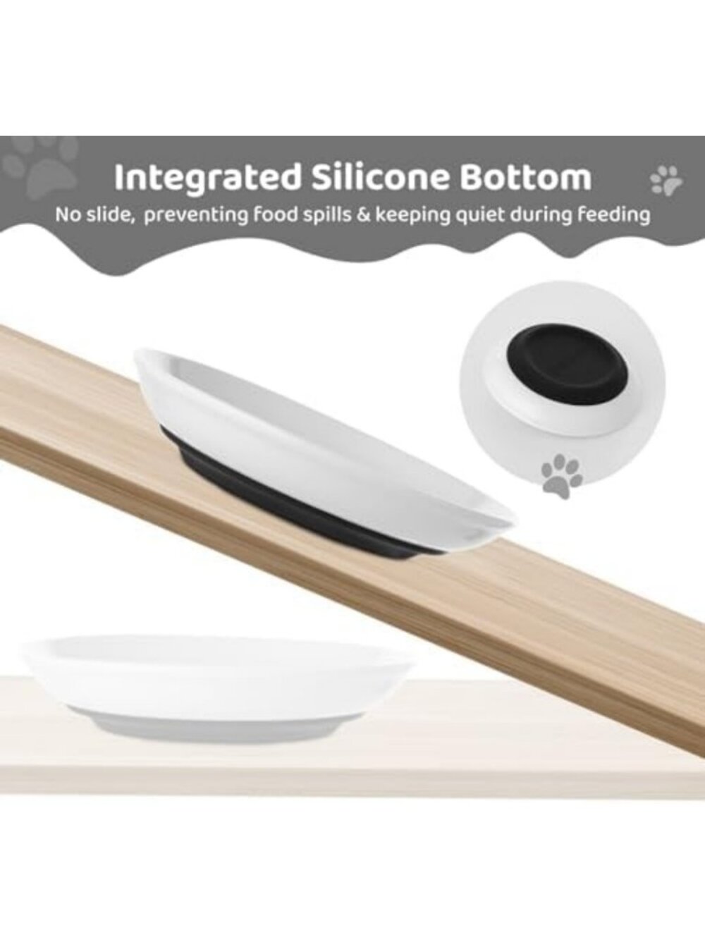 10 Pack Ceramic Cat Bowls - Wide Shallow Dishes, Non-Slip Bottom, No Whisker - Picture 4 of 7